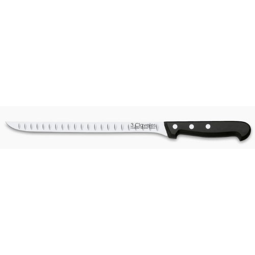 CUCHILLO JAMONERO 3 CLAVELES POM ALVEOLOS 24CMS